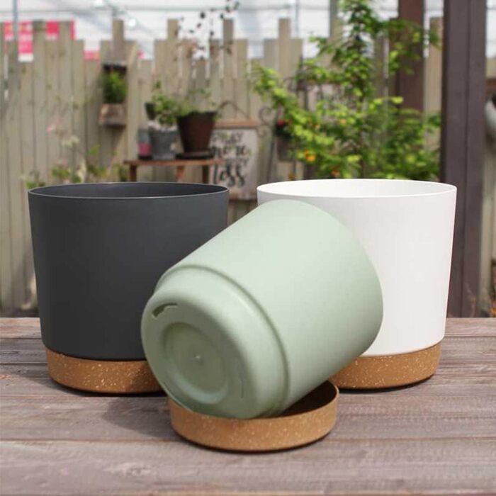 Набір горщиків ZMTECH 30,5 см (2 шт.) - пластикові, з піддоном, для кімнатних рослин та сукулентів, зелені