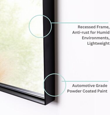 Дзеркало для ванної кімнати Arched Frame® Premium з золотою рамою, настінне, сучасне, стильне (50x40 см), матовий чорний, 70x50 см