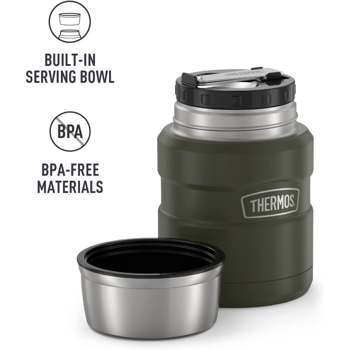 Термос SK3000AGTRI4 King Food Jar зі складною ложкою, нержавіюча сталь, армійський Зелений армійський зелений