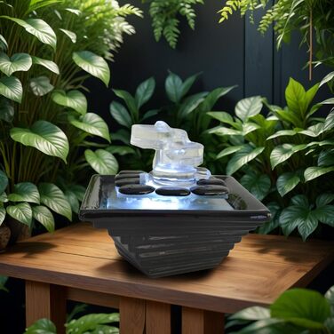 Внутрішній фонтан з кераміки та скла, декор для медитації, чаша Zen, подарунок, 20x23x23 см, Himalaya Zen'light