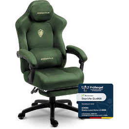 Ігрове крісло Dowinx з масажем попереку, регульованою підголівником, потовщеним сидінням, висувною підніжкою, регульованими підлокітниками, мікрофіброю велюром, нахилом 160°, (зелене)