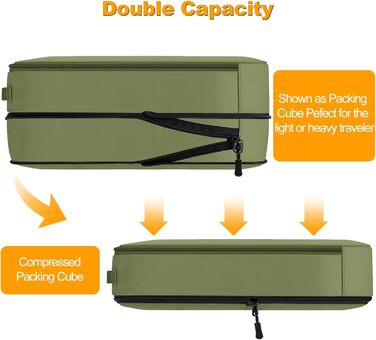 Набір органайзерів для валізи 8 шт, дорожні сумки-пакувальники з косметичкою, Army Green