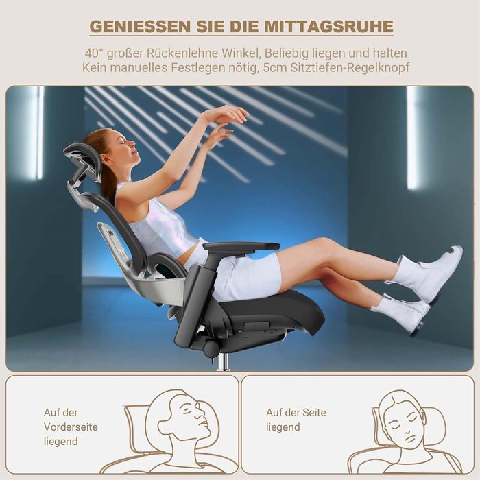 Офісне крісло MELOKEA ReliefBack Master: ергономічне, 200 кг, 4D підлокітники, регулювання глибини сидіння, 3D підголівник, чорне