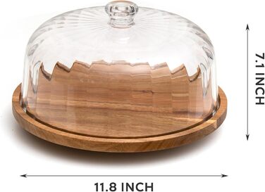 Дзеркальний піднос для тортів Vacream з кришкою, поворотний, дерев'яний Lazy Susan, для вечірок, дня народження, подарунок для кондитера (30,5 см)