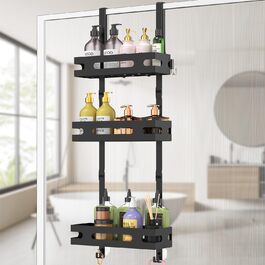 Настінна поличка для душу YEAUPE PRO з 3 ярусами – органайзер для ванної кімнати без свердління, чорний, до 18 кг