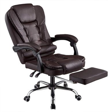 Офісне крісло Panana Надміцне відкидне крісло для керівників з підставкою для ніг з ігрового крісла з поліуретанової шкіри (коричневий)