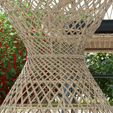 Журнальний столик-приліжний столик у богемному стилі, зі скляною стільницею, з ротангу PE, 45 см x 45 см x 52 см, колір натуральний