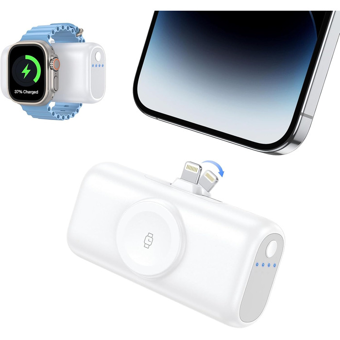 Для iPhone та iWatch, швидка зарядка, сумісний з iPhone 14/13/12/11/XR/X/8, 5000mAh