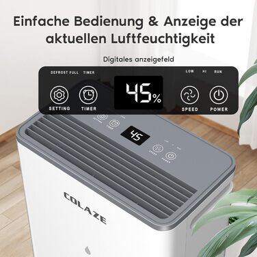 Електричний осушувач повітря COLAZE 20L/24H для дому, підвалу, вітальні. Осушувач повітря для приміщень до 150 м³ (50 м²). Тихий, для квартири, будинку.