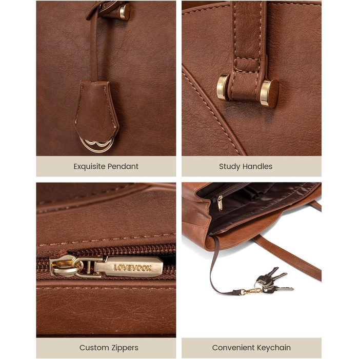 Сумка LOVEVOOK для жінок: велика, для ноутбука, шопер, сумка для роботи, офісна, шкільна (15,6 дюймів, темно-коричнева)