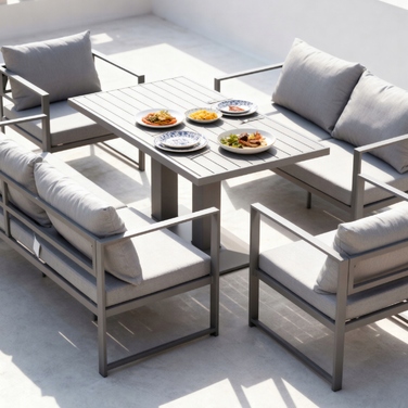 Комплект садових меблів зі сталі, сірий, 5 предметів