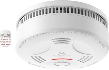 Датчик диму X-Sense з батареєю на 10 років та магнітним кріпленням, 10 шт. (SD11), білий, сертифікований TÜV Rheinland, з функцією вимкнення звуку та самотестування