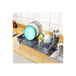 Сушильна стійка SAYZH, розширювана (33,5-50 см) сушильна стійка для посуду, сушильна стійка з нержавіючої сталі посуд з підставкою для посуду