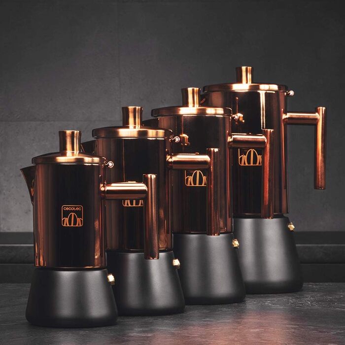 Кавоварка Cecotec Moking 1000 з нержавіючої сталі для газових, електричних та склокерамічних плит, 10 чашок, 27x14x12.5 см