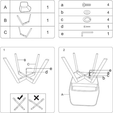 Набір з 2-х м'яких крісел для їдальні CangLong, сірого кольору, з масивними дерев'яними ніжками, для кухні, їдальні та вітальні