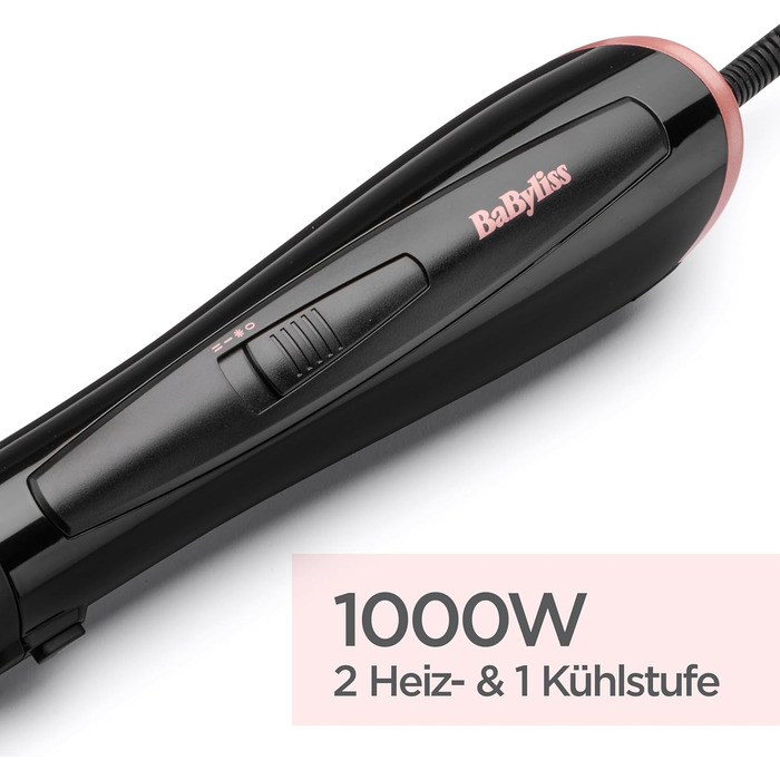 Щітка для гарячого повітря BaByliss Perfect Finish, 1000 Вт, 3 насадки, 2 налаштування температури, іонна технологія, AS126E