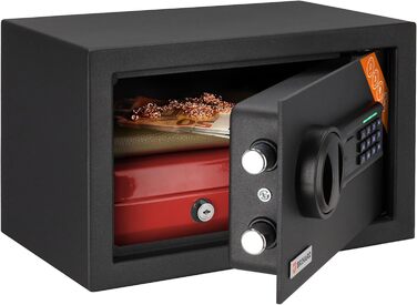 Сейф домашній з кодовим замком та LED-дисплеєм 20x31x20 см, 11 л. Сталевий міні-сейф для дому або офісу. Захисна скринька для цінностей, грошей та іншого.