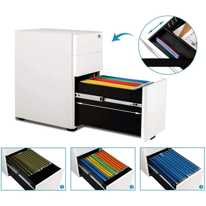 Контейнер на колесах COLOR I, метал чорного кольору, hjh OFFICE