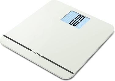 Цифрові ваги для ванної кімнати Salter 9049 BK3R - Електронні ваги ваги тіла, місткість 250 кг, ваги для ванної кімнати з великою платформою, покрокова технологія миттєвого зчитування, точна вага в кг, ст, фунтів (білий)