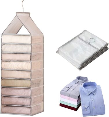 Підвісна шафа yancorp-органайзер і сховище, складна вішалка для одягу, підвісні полиці для зберігання речей в шафі, складаний, (сірий, 9 полиць)