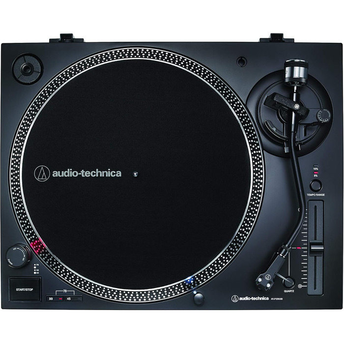 Програвач вінілових платівок Audio-Technica LP120XUSB, чорний, аналоговий і USB, з прямим приводом, комплект з карбоновою щіткою
