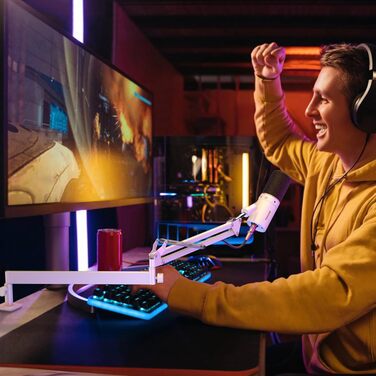 Мікрофонна стійка TONOR T40LP з гнучким кріпленням для мікрофона (біла, пружинний механізм) - для геймінгу, подкастів, запису