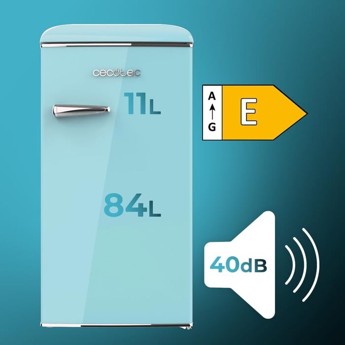 Холодильник Cecotec Bolero CoolMarket TT Origin 45L - Ретро, 45 літрів, Зелений, 55см, Клас E
