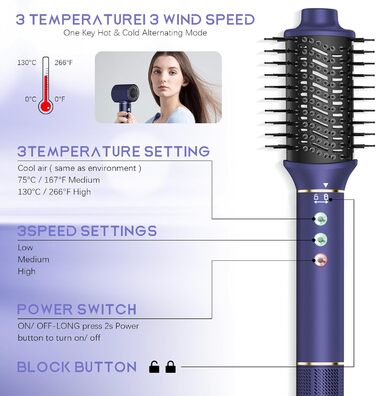 В-1 Airstyler фен з іоном 110000 об/хв, випрямлення, завивка, об'єм, масажний гребінець, 5-