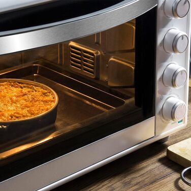 Конвекційна піч Cecotec 46L Bake&Toast 4600 White Gyro: 2000 Вт, 12 функцій, внутрішнє освітлення, регулювання температури до 230°C, подвійне скло, з поворотним шампуром