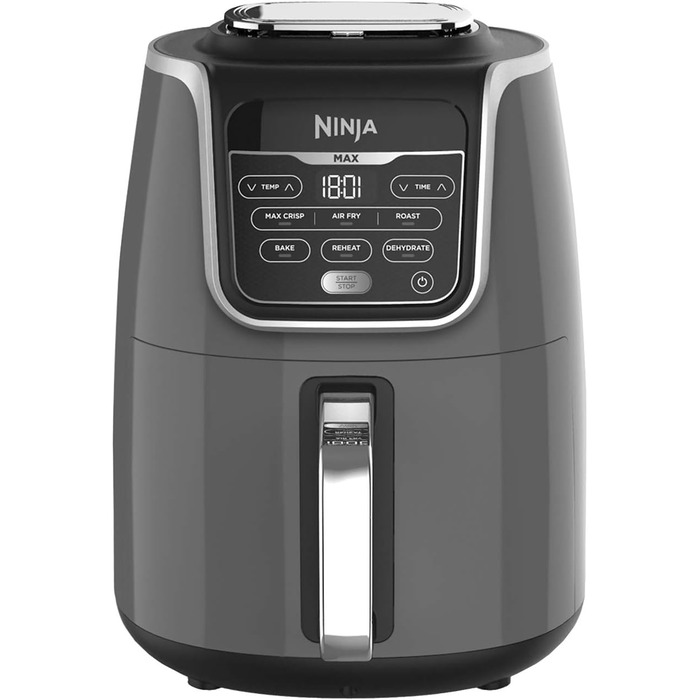 Фритюрниця повітряна Ninja AF160UK MAX, 5.2 л, 6-в-1, без олії, Air Fry, Max Crisp, для смаження, випікання, розігріву, дегідратації, для великої сім'ї, цифрова, приготування з заморожених продуктів, з антипригарним покриттям
