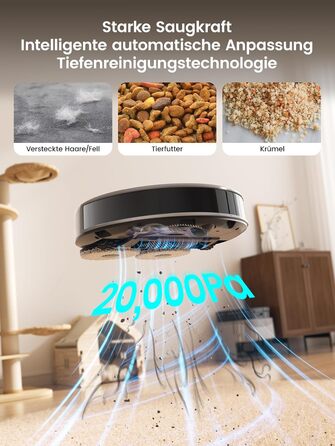 Робот-пилосос LEFANT M3 MAX: 6000Pa, вологе прибирання, лазерна навігація, антизаплутування, керування через додаток та Alexa, для тварин та килимів