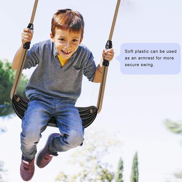 Гойдалка садові SELEWARE для дітей та дорослих: комплект з канатом 2м та 2 карабінами, чорна (Noir-2er)