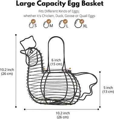 Дозатор яєць, тримач для спіральних яєць, підставка для яєць, тримач для яєць, металевий каркас для яєць, сховище для яєць з поворотом на 360 градусів, кухонне приладдя, контейнер для яєць для кухонної стільниці, великий і (10,6 x 12,8 дюйма, чорний)