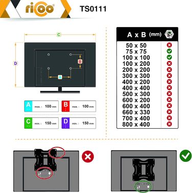 Тримач для монітора RICOO TS4011: кріплення VESA для моніторів 17-32 дюймів, регульований, настільний
