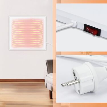 Інфрачервовий нагрівач для стін Mursche 450W з термостатом та Wi-Fi керуванням. Електричний інфранагрівач для дому, енергозберігаючий, з пультом дистанційного керування та можливістю настінного монтажу.