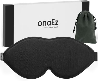 Маска для сну onaEz 2023, світлонепроникна, підняті носові подушечки, шовкові, чорні, 3D