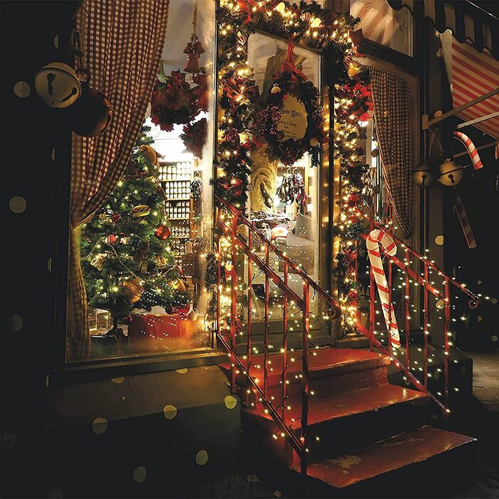 Вулична гірлянда, Різдвяна ялинка-35 М 350 Світлодіодна тепла Біла Чарівна гірлянда з функцією зберігання по таймеру, зелений кабель