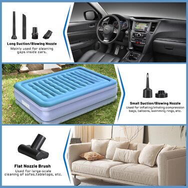 Акумуляторний ручний пилосос Handstaubsauger 26000Па, бездротовий автомобільний міні-пилосос 4-в-1 з безщітковим двигуном, 3 режими потужності для дому, авто та шерсті тварин, чорний