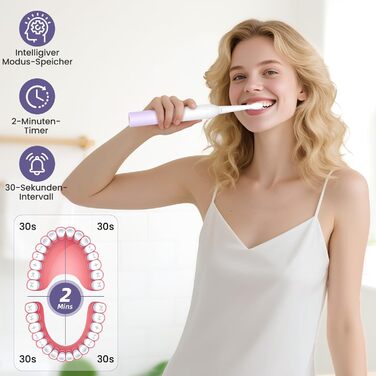 Електрична зубна щітка YUNCHI - звукова, для дорослих та дітей, 40000 VPM, USB-C, 5 режимів, 8 насадок + чохол, блакитна (C2 фіолетовий та білий)