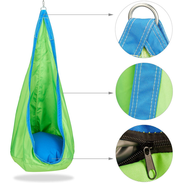 Міцна тканина, для приміщень і на вулиці, 140x55 см, до 70 кг, підвісна сумка з вушком-гачком, оранжево-червона (зелена/синя)