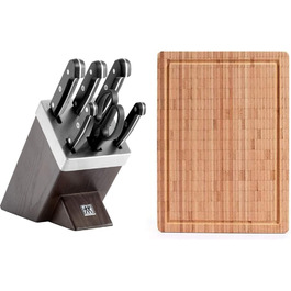 Набір ножів ZWILLING Gourmet 7 предметів з бруском, бамбукова обробна дошка, нержавіюча сталь