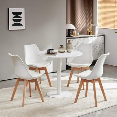 Столик Mid Century Modern: журнальний та обідній для кухні, вітальні, офісу (білий)