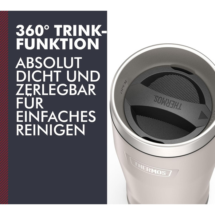 Термос ICON MUG 0,47л, бежевий/пісочний мат, термокружка 470мл, сталевий термос для кави з собою, ізоляційний термос, 7 год гаряче / 22 год холодне, придатний для миття в посудомийній машині, абсолютно герметичний, без BPA 470 мл Бежевий / Пісочний мат