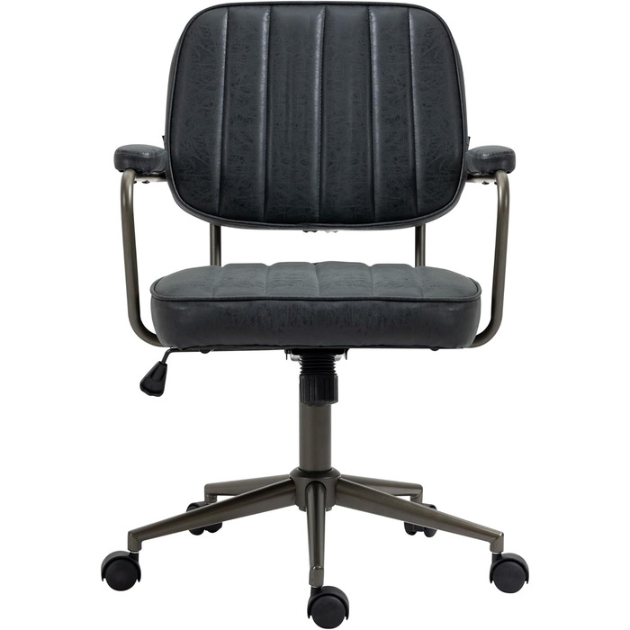 Ергономічне крісло для офісу CLP Natrona I з регулюванням висоти, поворотне на 360°, з функцією гойдання, з м'яким сидінням та легкопрохідними роликами, колір: античний чорний