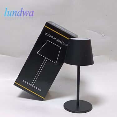 Лампа настільна LED акумуляторна Lundwa 26см, 5000mAh, 3W, 3000K, IP54, для кемпінгу, ресторану, спальні, бару (Чорний, 1 шт.)