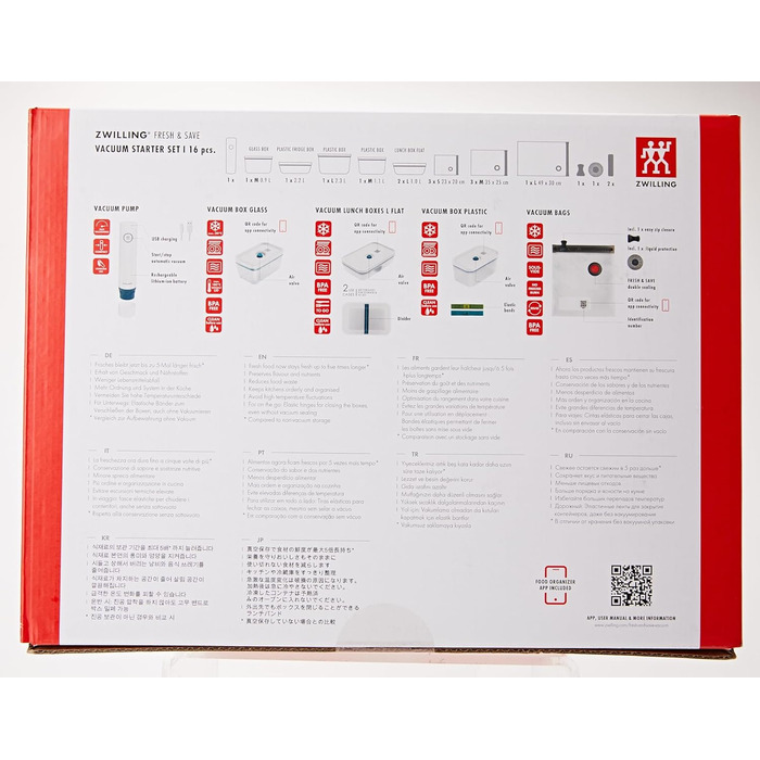 Вакуумний стартовий набір ZWILLING Fresh & Save, 16 предметів, в т.ч. банка, насос і мішок, La Mer