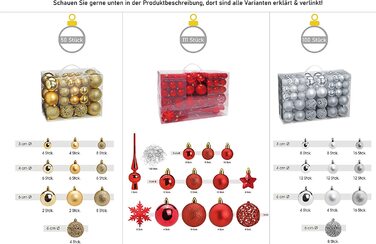 Набір з 14 різдвяних ялинкових куль WOMA-50 і пластикові різдвяні кулі-сріблястий, червоний, бронзовий / мідний і багато інших. - Прикраси для різдвяної ялинки і ялинкові прикраси (100, сірий)
