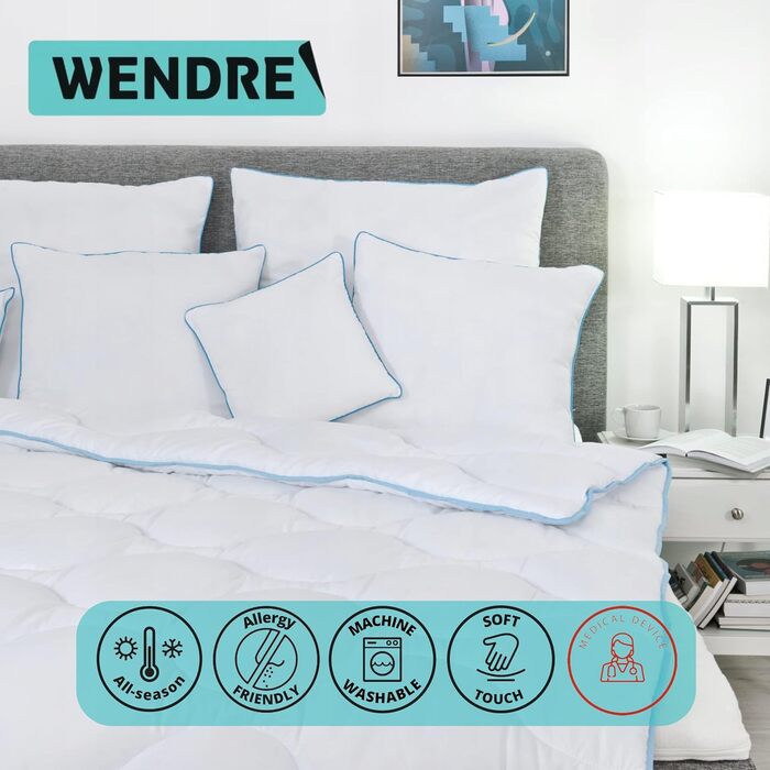 Пухова ковдра 135x200 см – середньої теплоти, мікрофібра, сертифікат Oeko-Tex, для алергіків, дихаюча, виготовлена в ЄС, пральна, ковдра 135x200