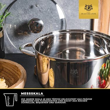 Набір каструль з нержавіючої сталі 3 шт. для всіх типів плит - каструлі з мірною шкалою, з кришкою з термостійкого скла