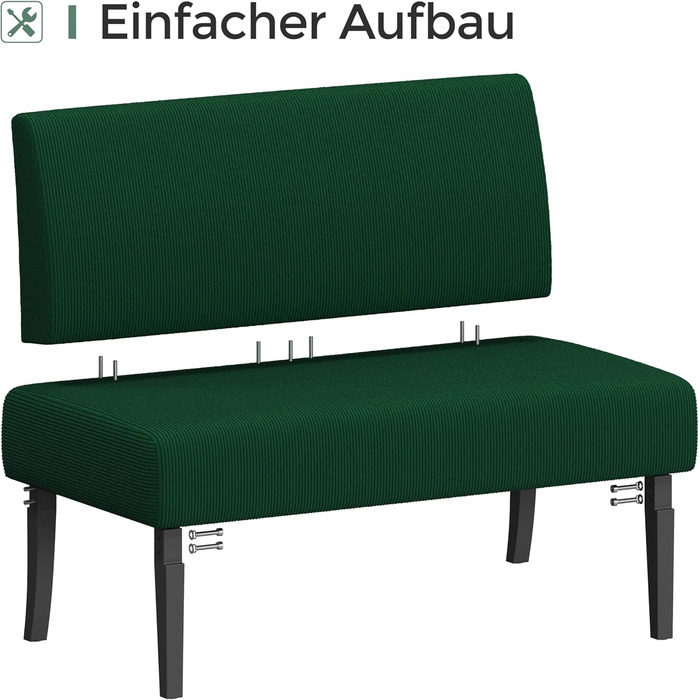 Диван-лавка Yaheetech на 2 місця, зелений, без підлокітників, для вітальні/коридору/офісу
